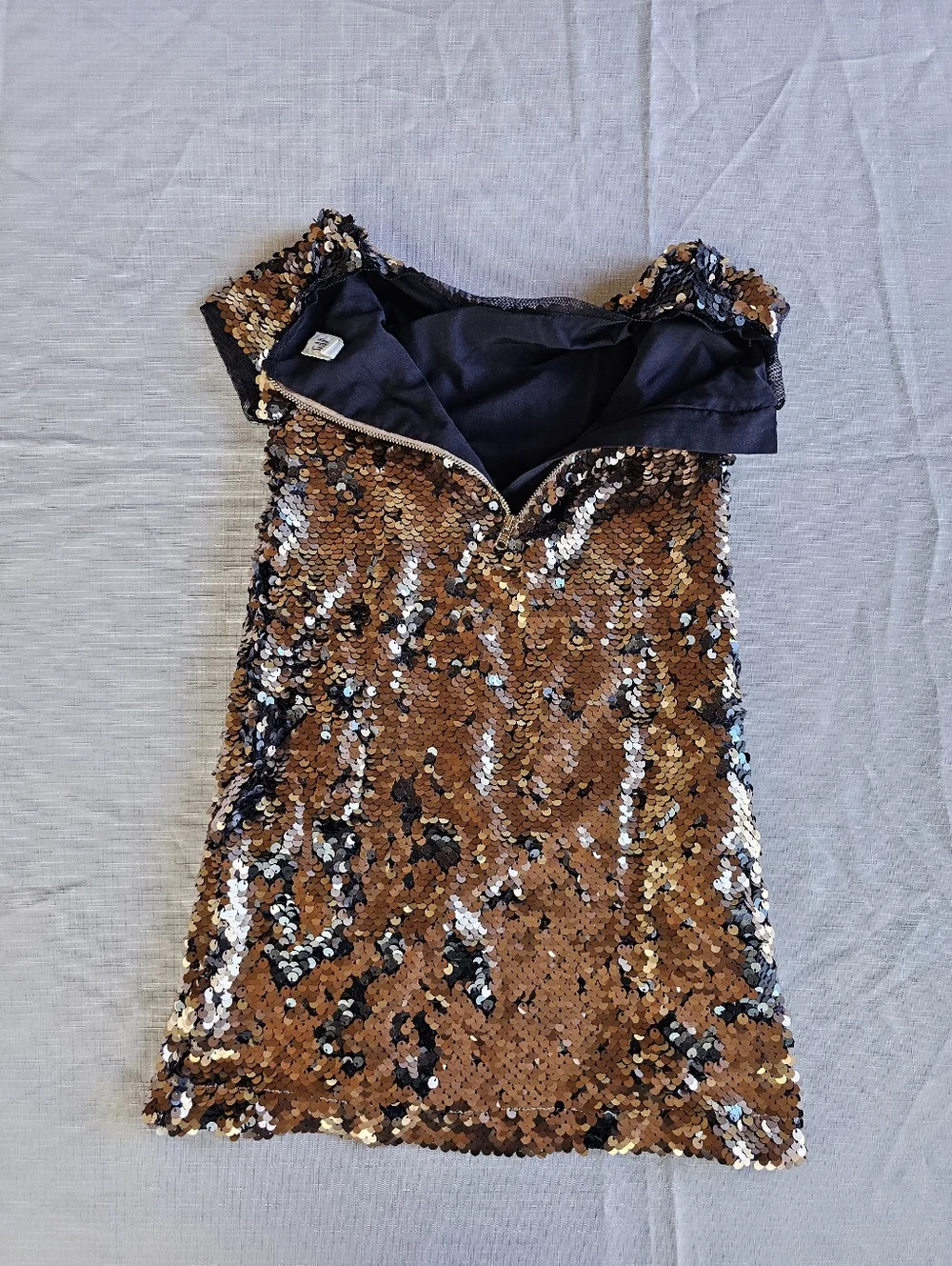 Gap Kids Mini Shift Dress Girls Small Copper & Navy Sequin Lined Cocktail Party